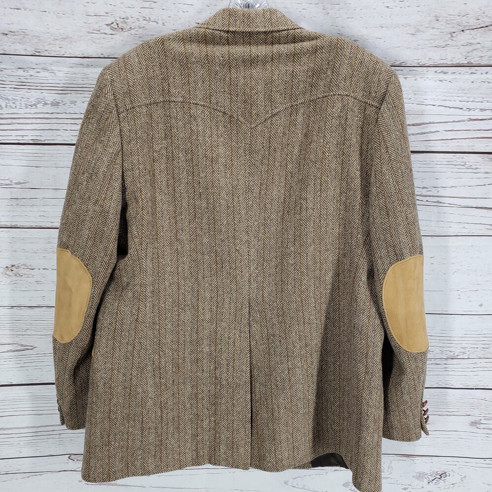 Vintage Panhandle Slim Herringbone Western Elbow Patch Sports Jacket Size 40 - Picture 12 of 14